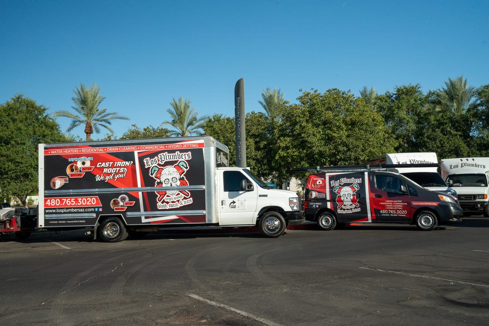 A Los Plumbers service truck on its way to a job